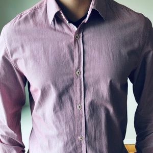 Hugo Boss regular fit micro stripe red shirt L